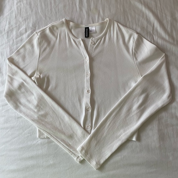 H&M White Cardigan Sweater cropped - Picture 1 of 6